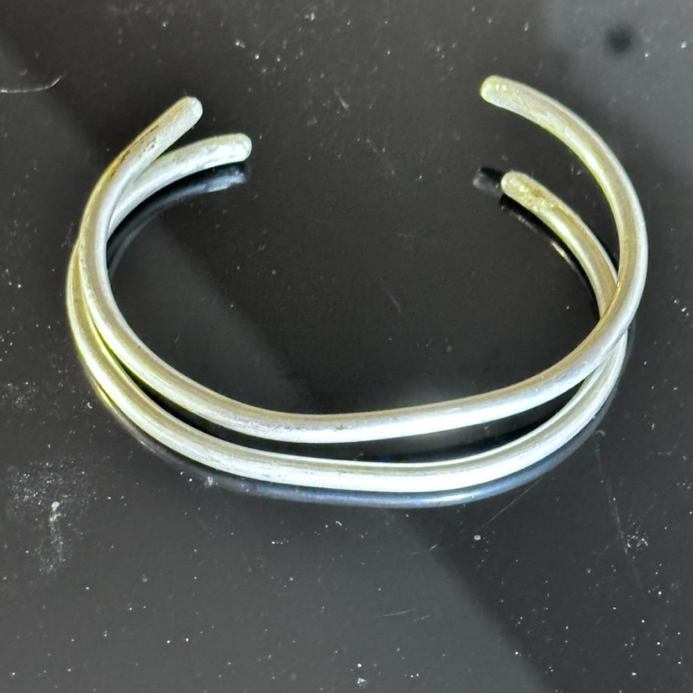 Sterling Silver 925 Cuff Bracelets Handmade Rustic Bangles - Picture 10 of 11